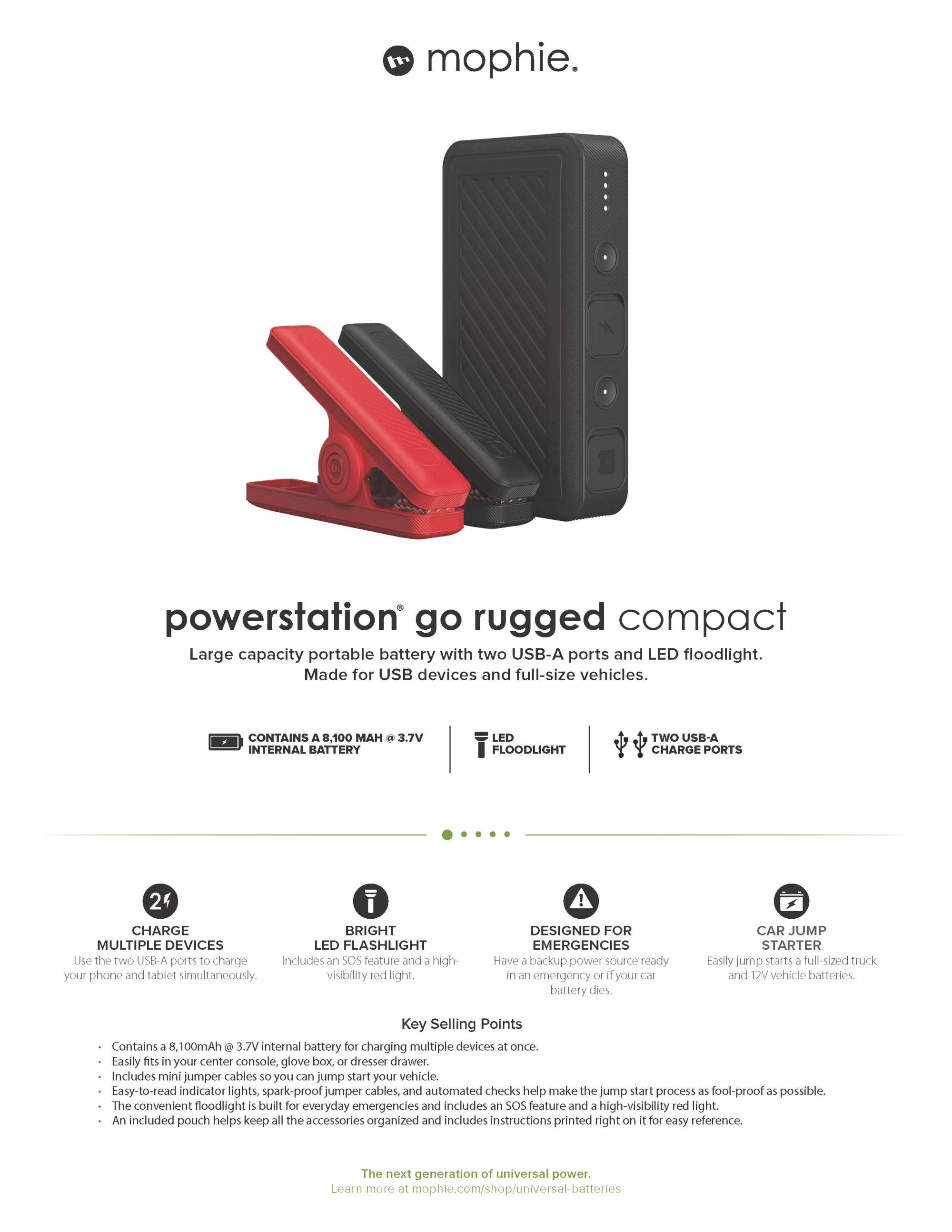 Mophie Powerstation GO Compact Jump Starter (Black)