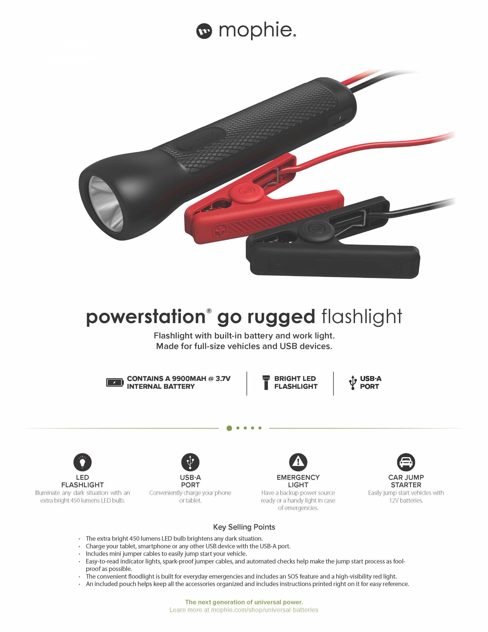 Mophie Powerstation GO Jump Starter With Flashlight (Black)