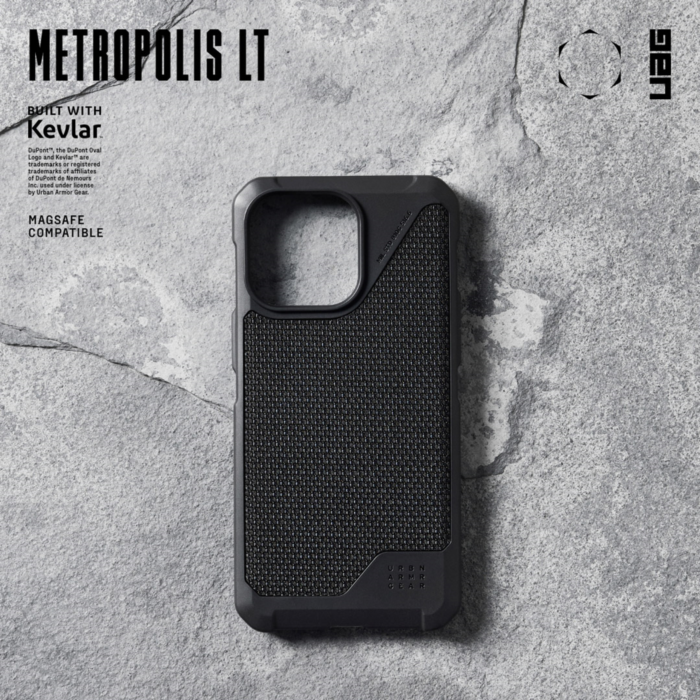 UAG Metropolis LT MagSafe Case for iPhone 15 Pro Max Kevlar Black