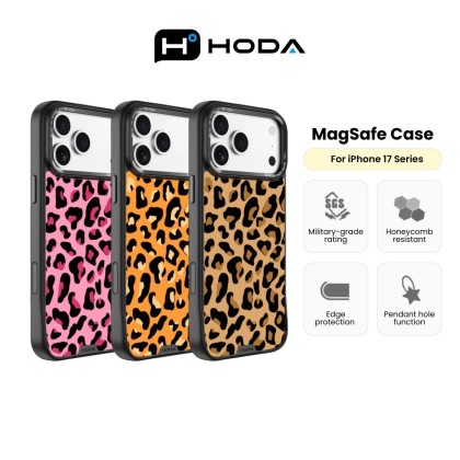 Hoda Leopard Print Glass Back Plate Diverse Case with Magnet