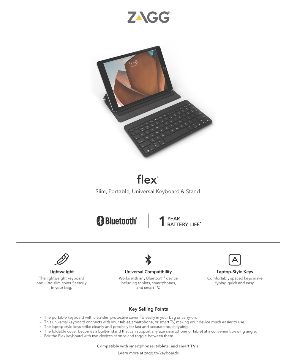 Zagg Flex Universal Wireless Keyboard Fabric Stand