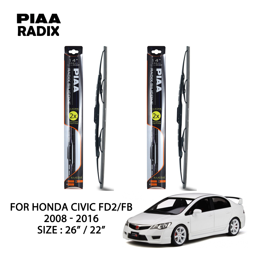 PIAA RADIX Soft Silicone Wiper For Honda Civic FD2 2008 2016 (26" / 22")