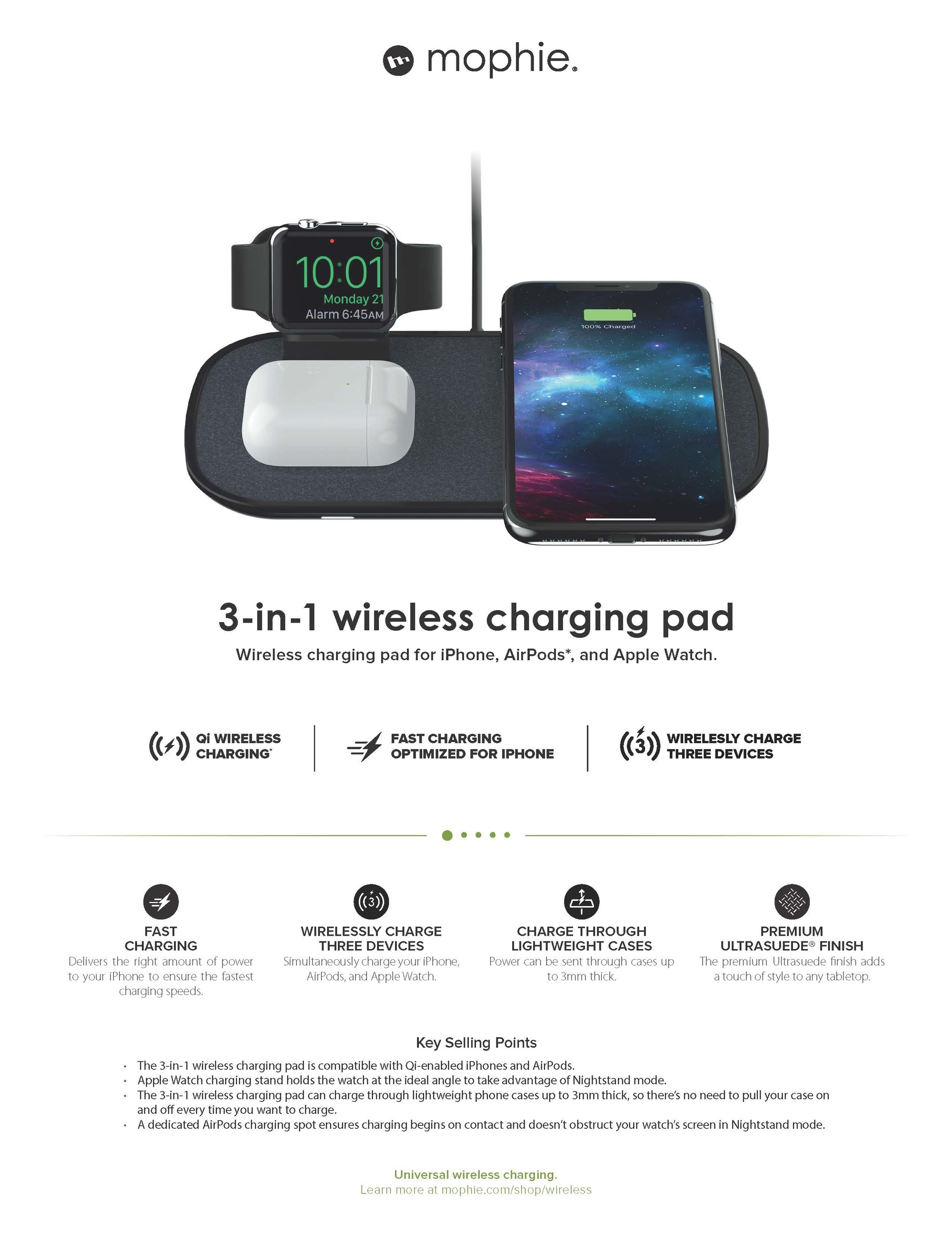 Mophie 3 in 1 Wireless Charging Pad